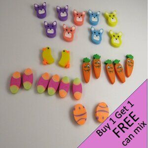 Easter Egg Filler: Small Erasers (24 items) Bunnies, Eggs, Carrots